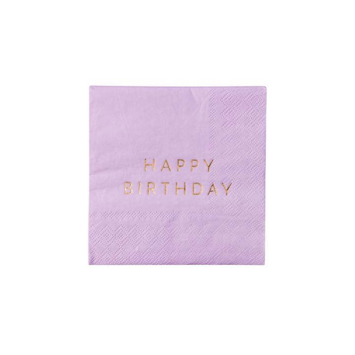 LE LILAC SIGNATURE HAPPY BIRTHDAY COCKTAIL NAPKINS Bonjour Fete Napkins LE LILAC SIGNATURE HAPPY BIRTHDAY COCKTAIL NAPKINS Bonjour Fete - Party Supplies