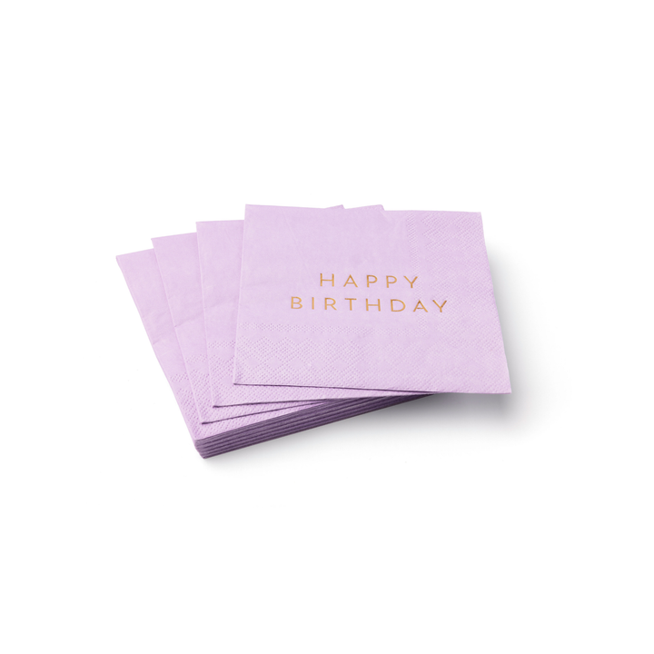 LE LILAC SIGNATURE HAPPY BIRTHDAY COCKTAIL NAPKINS Bonjour Fete Napkins LE LILAC SIGNATURE HAPPY BIRTHDAY COCKTAIL NAPKINS Bonjour Fete - Party Supplies