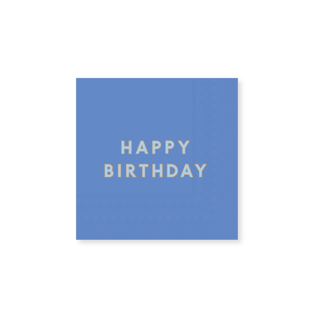 PALISADES BLUE SIGNATURE HAPPY BIRTHDAY COCKTAIL NAPKINS Bonjour Fete Napkins Bonjour Fete - Party Supplies