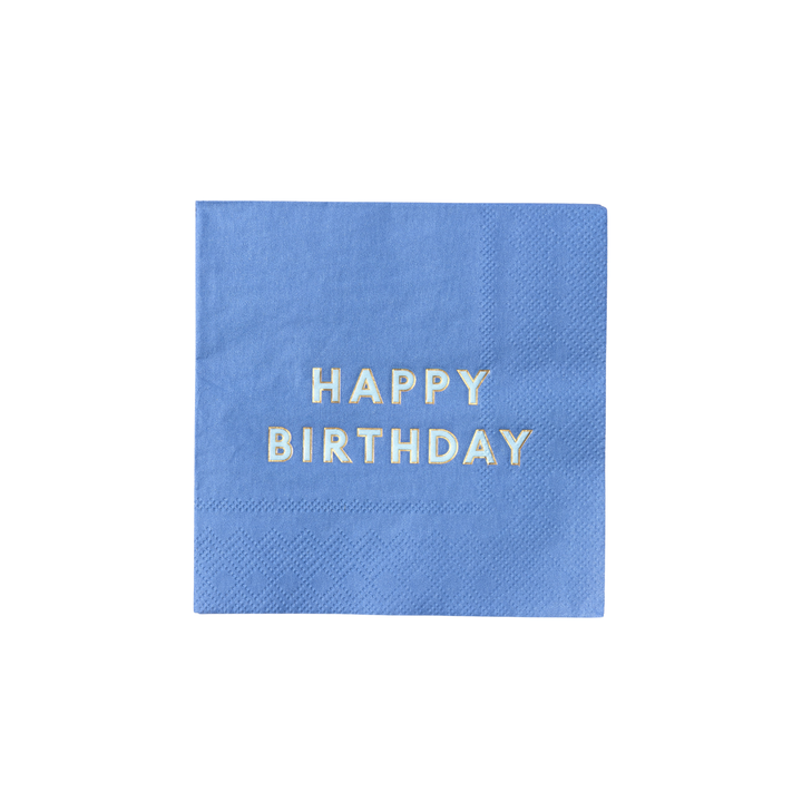 PALISADES BLUE SIGNATURE HAPPY BIRTHDAY COCKTAIL NAPKINS Bonjour Fete Napkins PALISADES BLUE SIGNATURE HAPPY BIRTHDAY COCKTAIL NAPKINS Bonjour Fete - Party Supplies