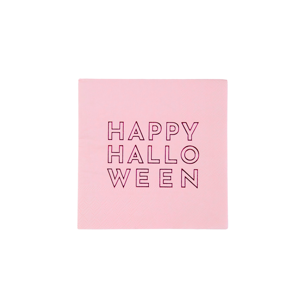 HAPPY HALLOWEEN PINK COCKTAIL NAPKINS Bonjour Fete Halloween Party Supplies Bonjour Fete - Party Supplies