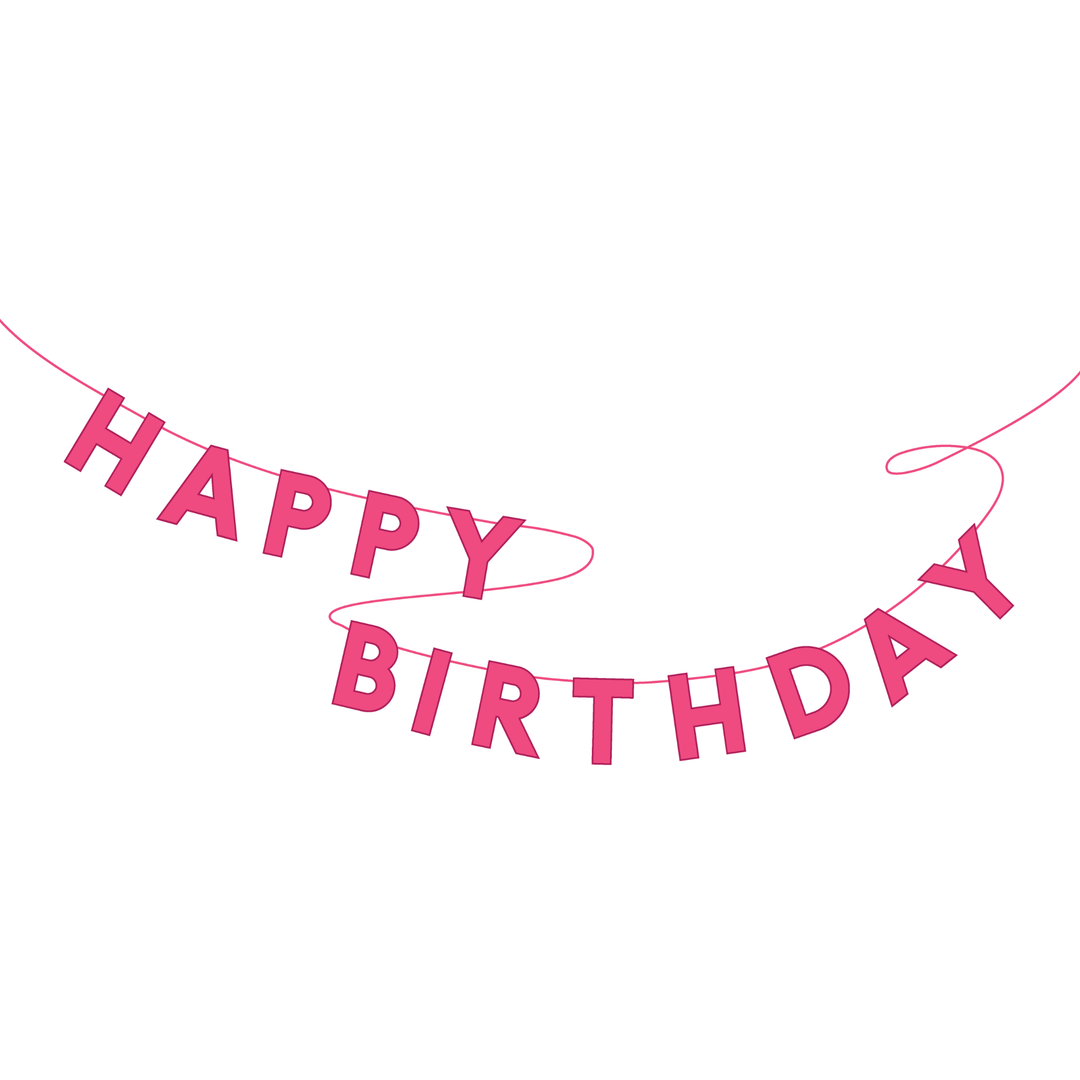 HAUTE PINK HAPPY BIRTHDAY BANNER Bonjour Fete Garlands & Banners Bonjour Fete - Party Supplies