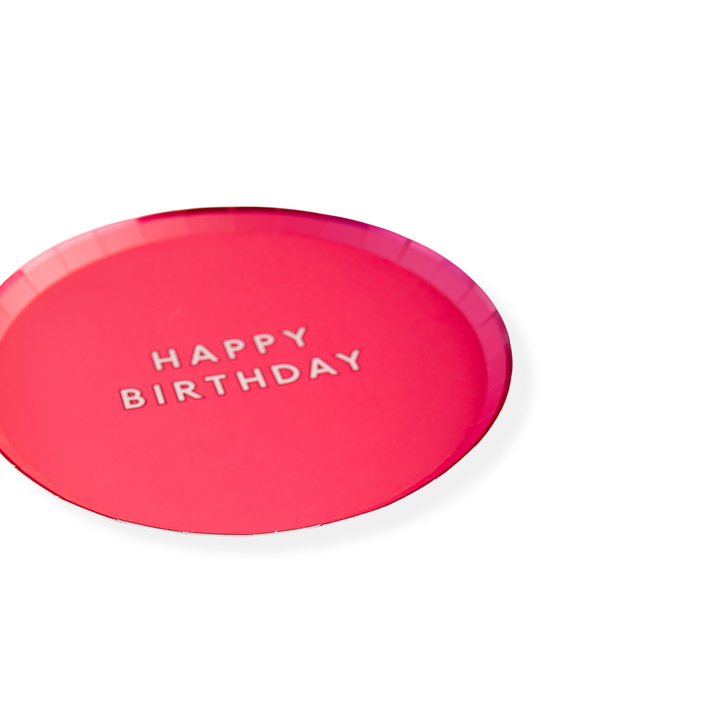 HAUTE PINK SIGNATURE HAPPY BIRTHDAY SMALL PLATES Bonjour Fete Plates HAUTE PINK SIGNATURE HAPPY BIRTHDAY SMALL PLATES Bonjour Fete - Party Supplies