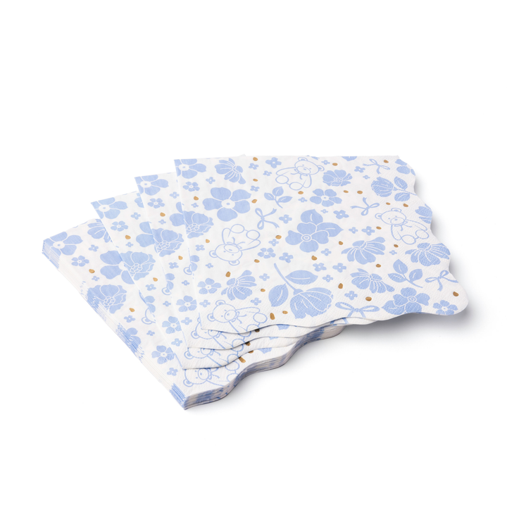 HENRY BEAR BLUE LARGE NAPKINS Bonjour Fete Napkins HENRY BEAR BLUE LARGE NAPKINS Bonjour Fete - Party Supplies