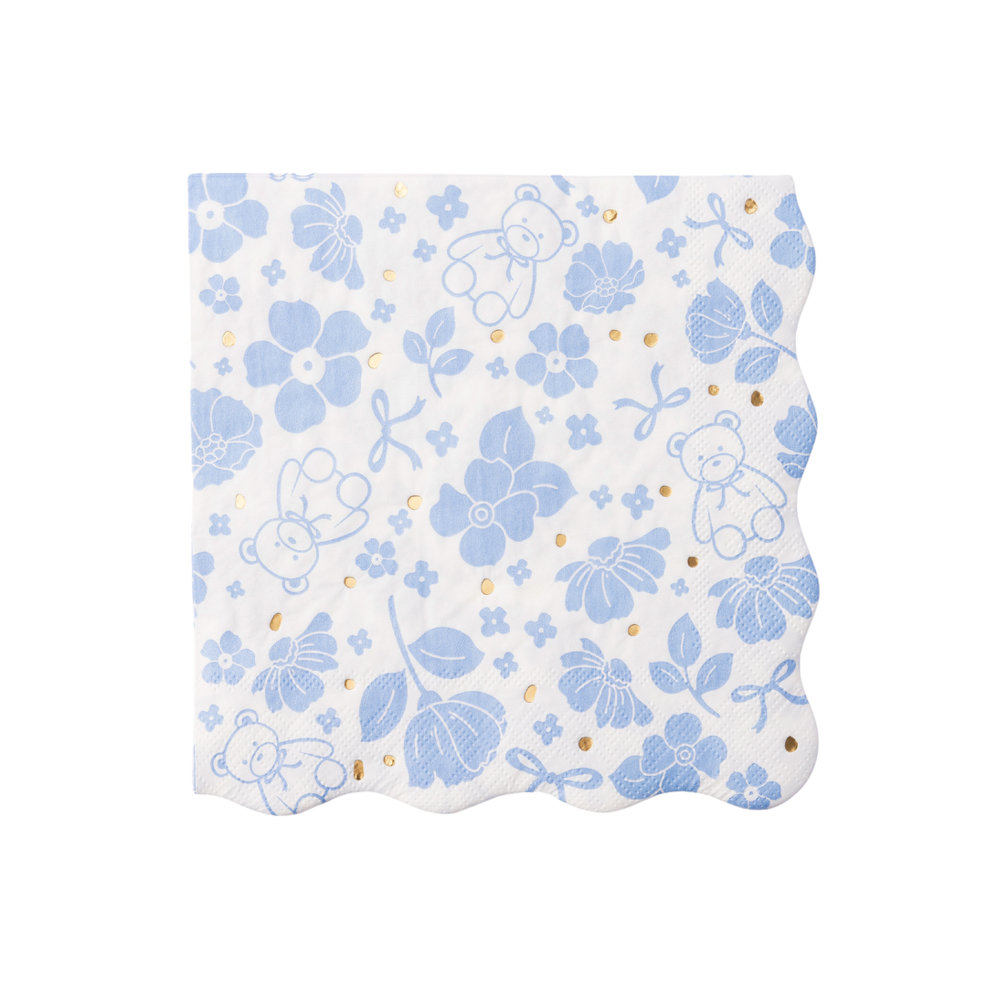 HENRY BEAR BLUE LARGE NAPKINS Bonjour Fete Napkins HENRY BEAR BLUE LARGE NAPKINS Bonjour Fete - Party Supplies