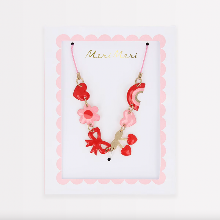 HEARTS AND CHERRIES ENAMEL CHARM NECKLACE Meri Meri Kid's Accessories & Costumes Bonjour Fete - Party Supplies