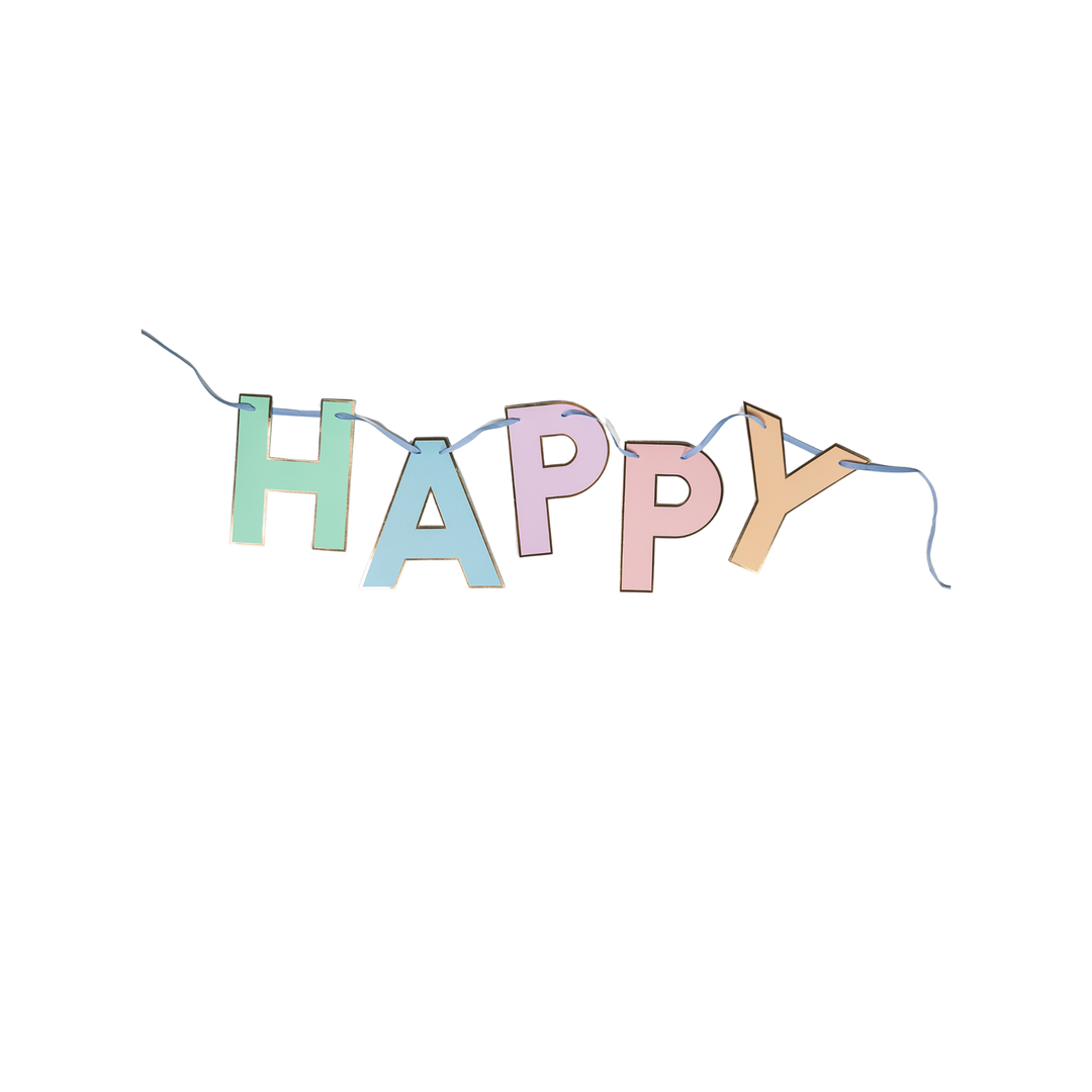 PASTEL HAPPY BIRTHDAY BANNER Bonjour Fete Garlands & Banners Bonjour Fete - Party Supplies