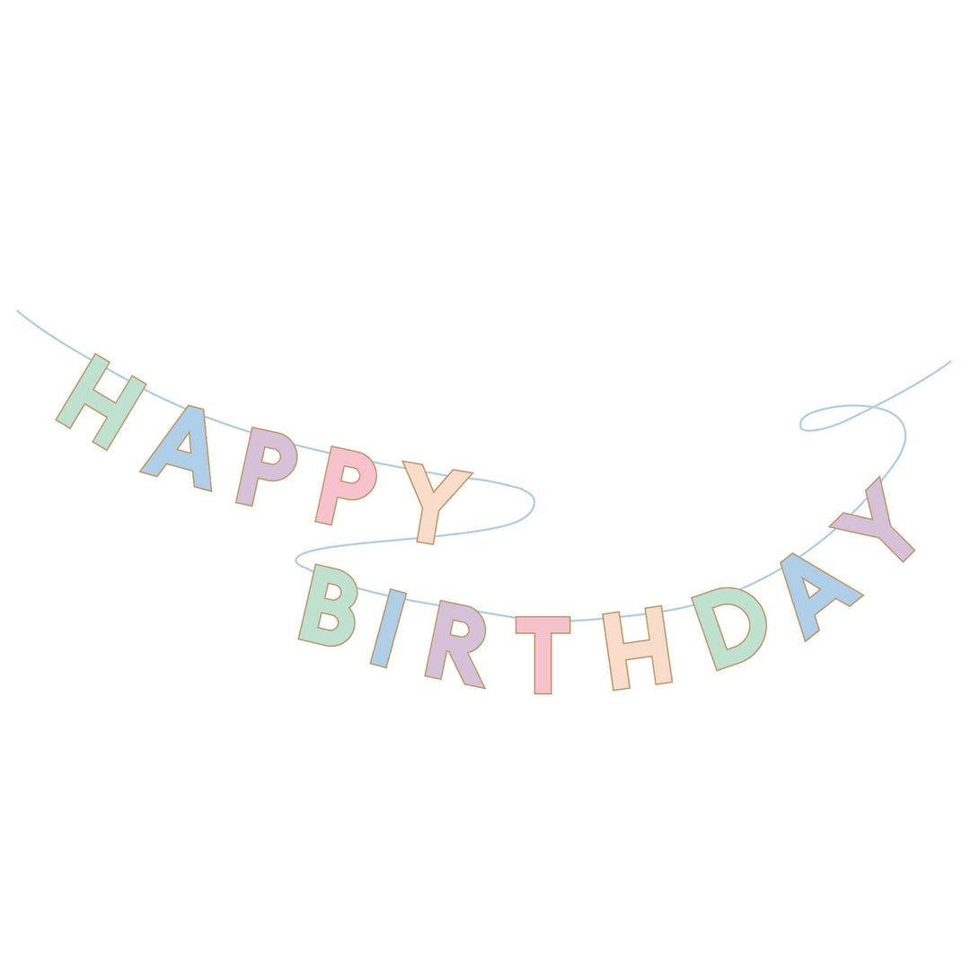 PASTEL HAPPY BIRTHDAY SIGNATURE BANNER Bonjour Fete Garlands & Banners Bonjour Fete - Party Supplies