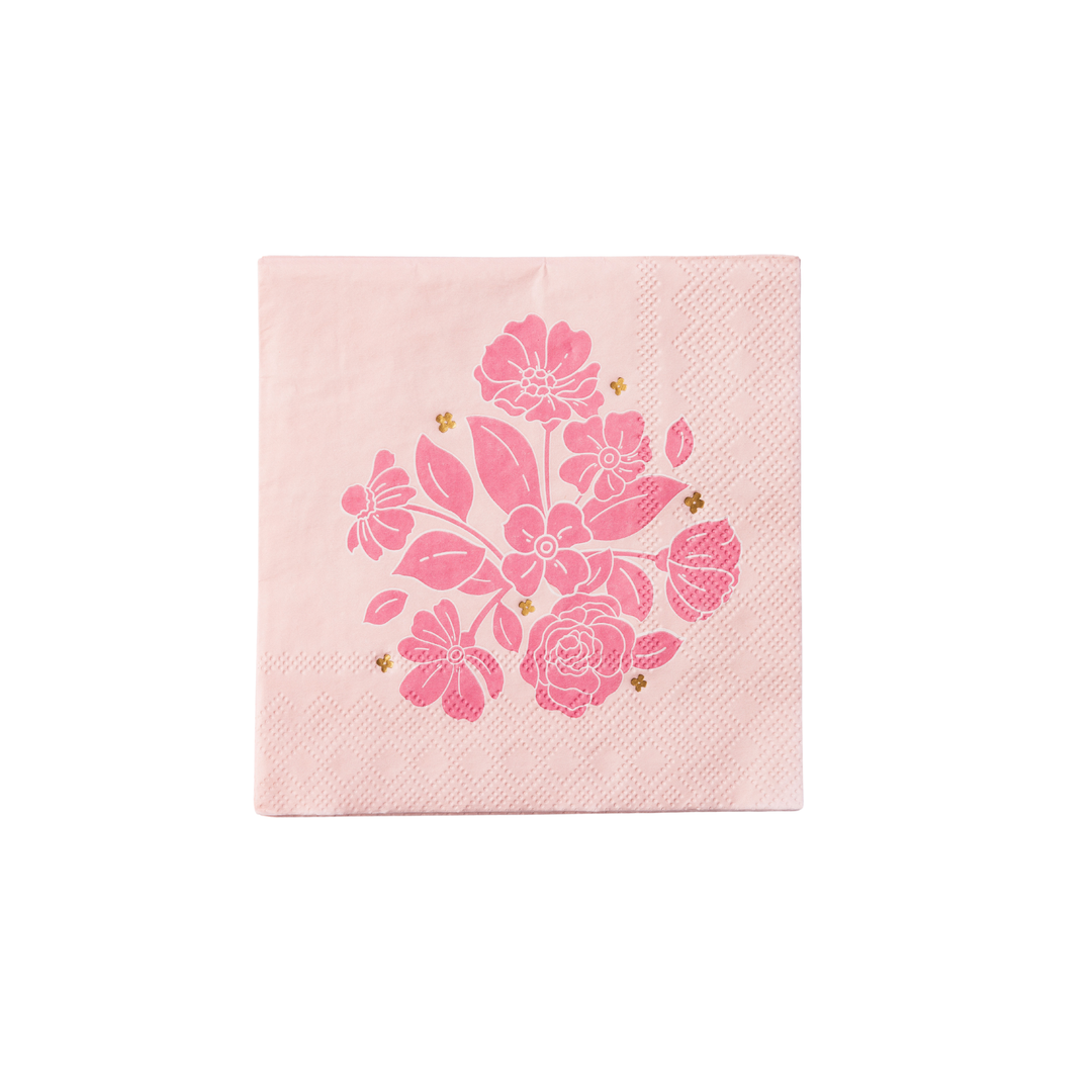 PETAL PINK ELEGANT FLORAL COCKTAIL NAPKINS Bonjour Fete Napkins PETAL PINK ELEGANT FLORAL COCKTAIL NAPKINS Bonjour Fete - Party Supplies