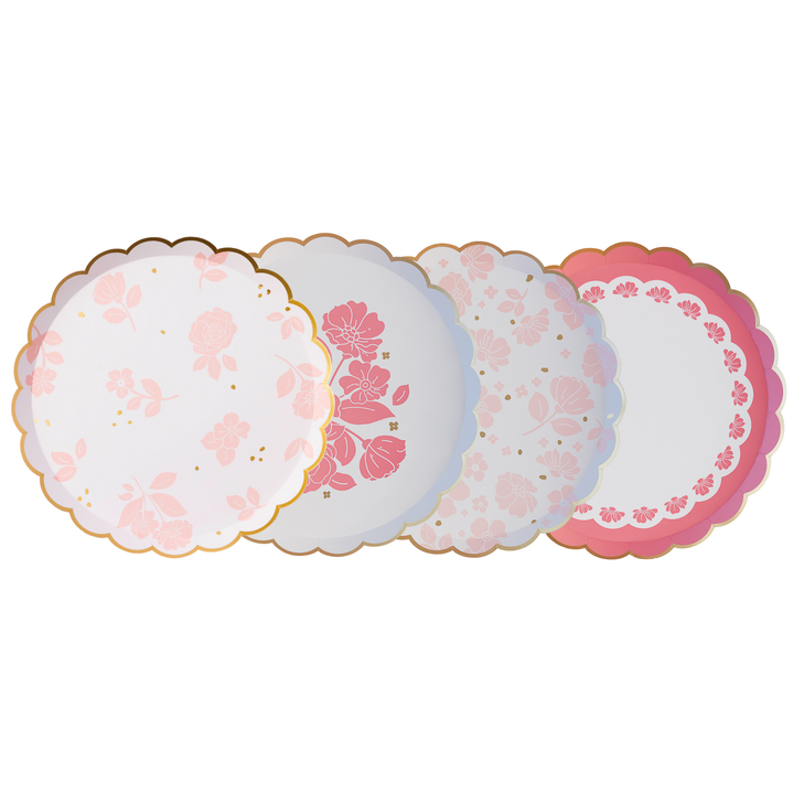 PETAL PINK ELEGANT FLORAL DESSERT PLATES Bonjour Fete Plates PETAL PINK ELEGANT FLORAL DESSERT PLATES Bonjour Fete - Party Supplies