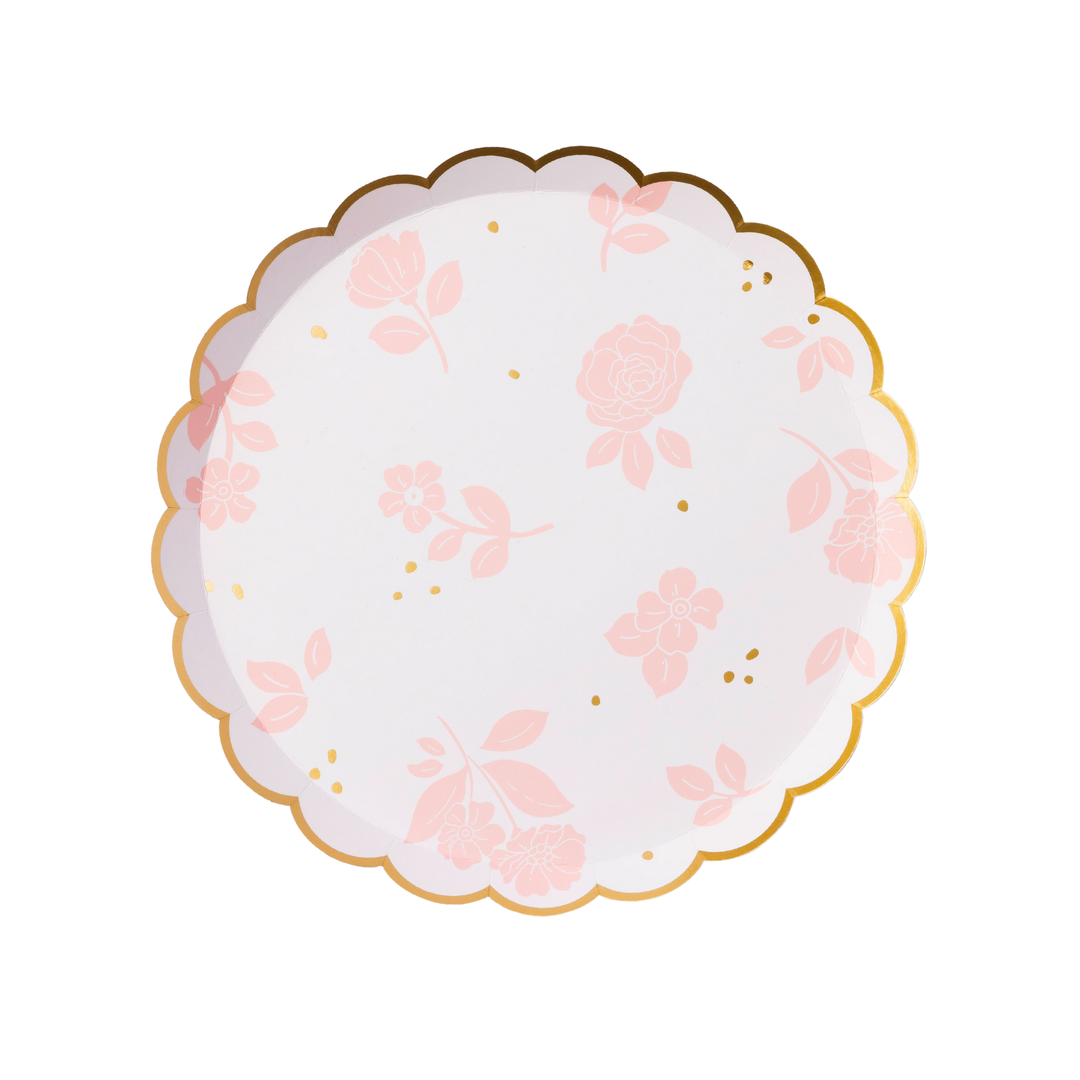 PETAL PINK ELEGANT FLORAL DESSERT PLATES Bonjour Fete Plates PETAL PINK ELEGANT FLORAL DESSERT PLATES Bonjour Fete - Party Supplies