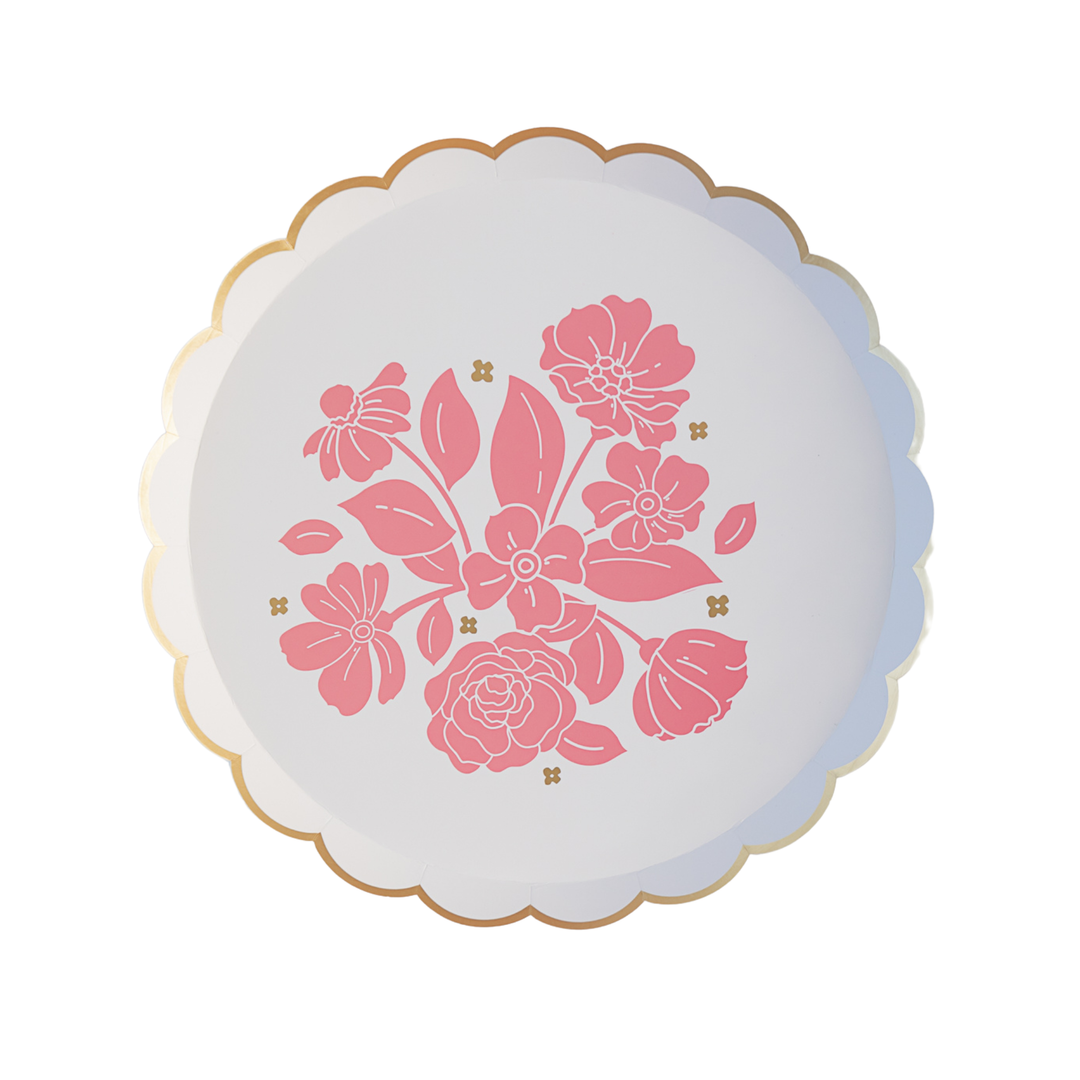 PETAL PINK ELEGANT FLORAL DESSERT PLATES Bonjour Fete Plates PETAL PINK ELEGANT FLORAL DESSERT PLATES Bonjour Fete - Party Supplies