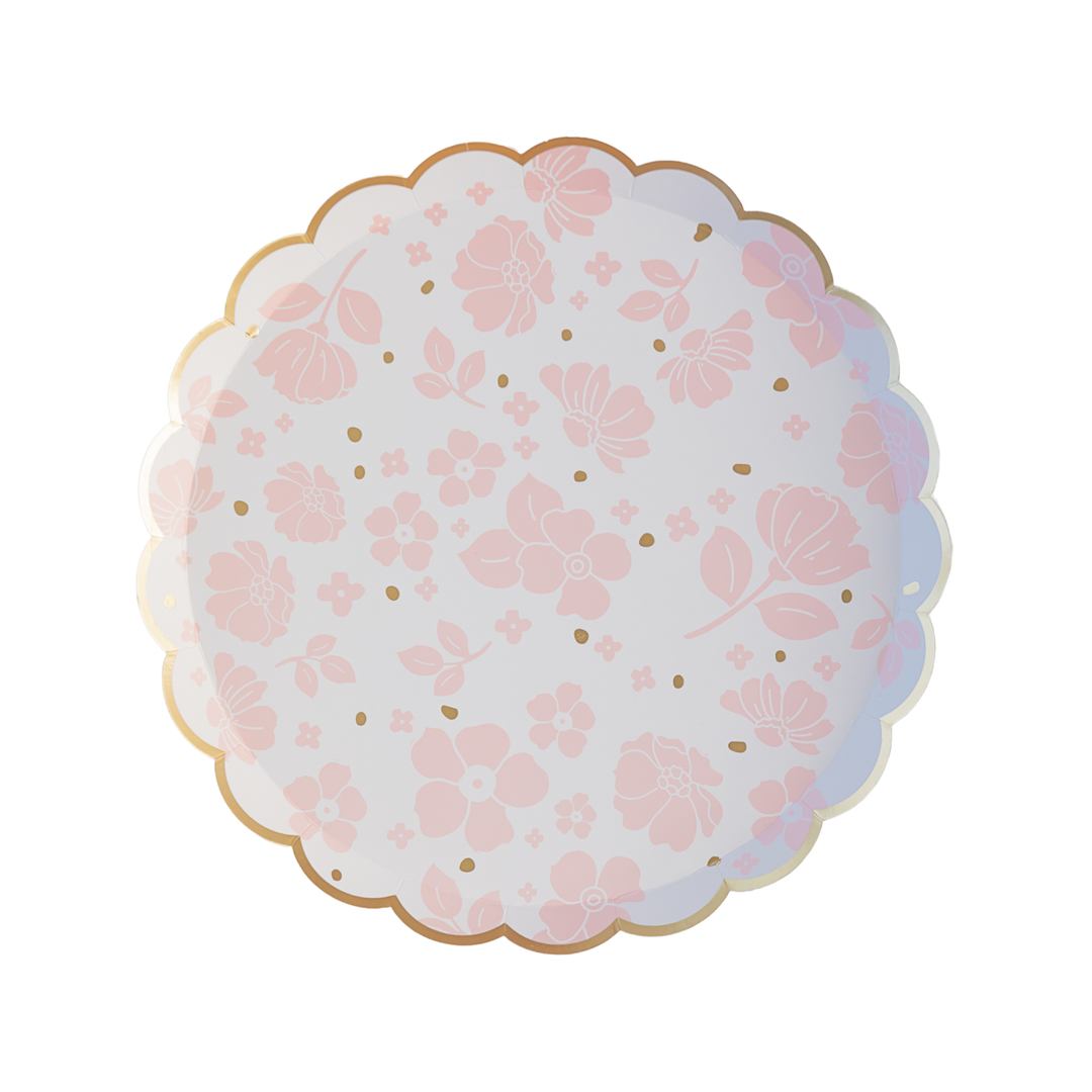 PETAL PINK ELEGANT FLORAL DESSERT PLATES Bonjour Fete Plates PETAL PINK ELEGANT FLORAL DESSERT PLATES Bonjour Fete - Party Supplies