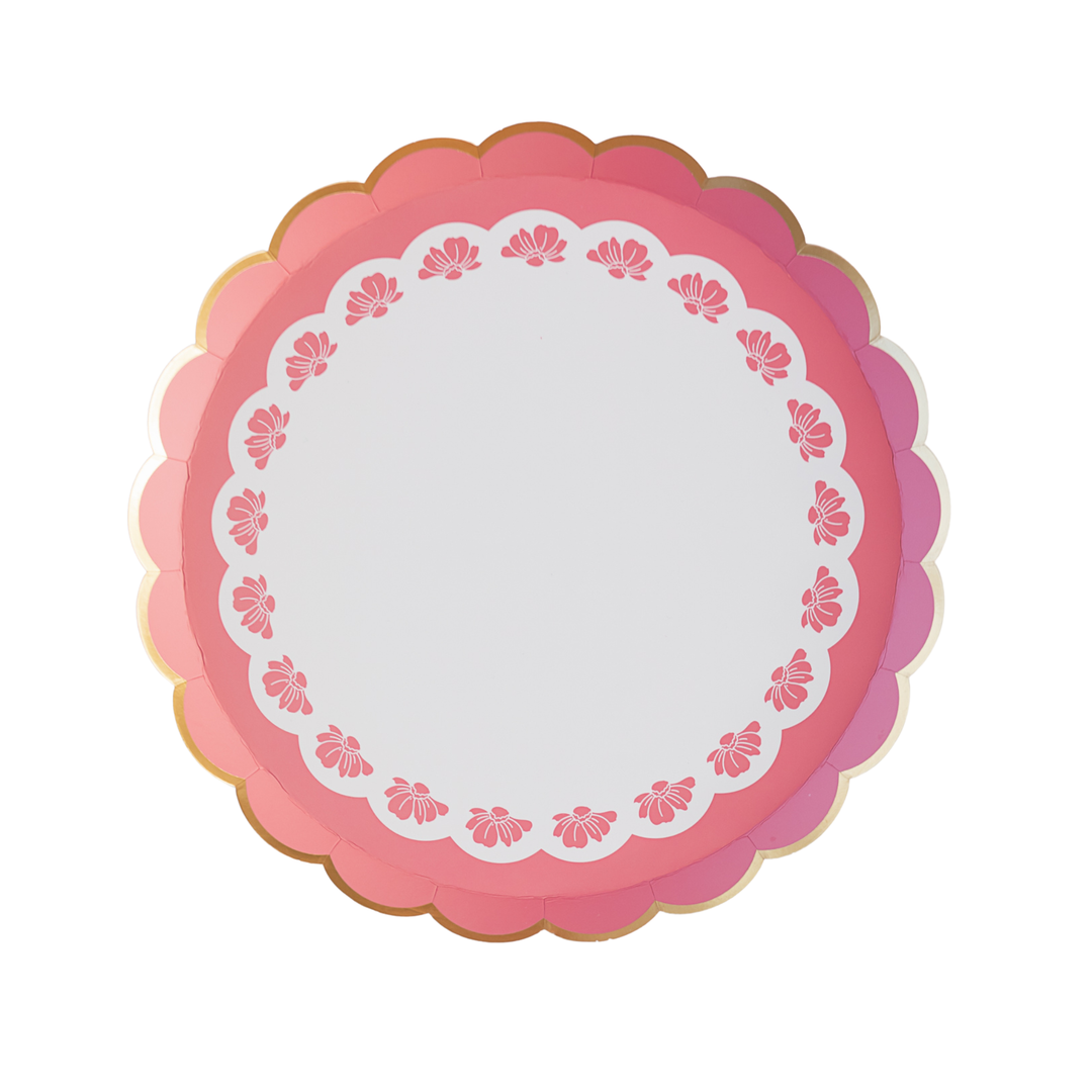 PETAL PINK ELEGANT FLORAL DESSERT PLATES Bonjour Fete Plates PETAL PINK ELEGANT FLORAL DESSERT PLATES Bonjour Fete - Party Supplies