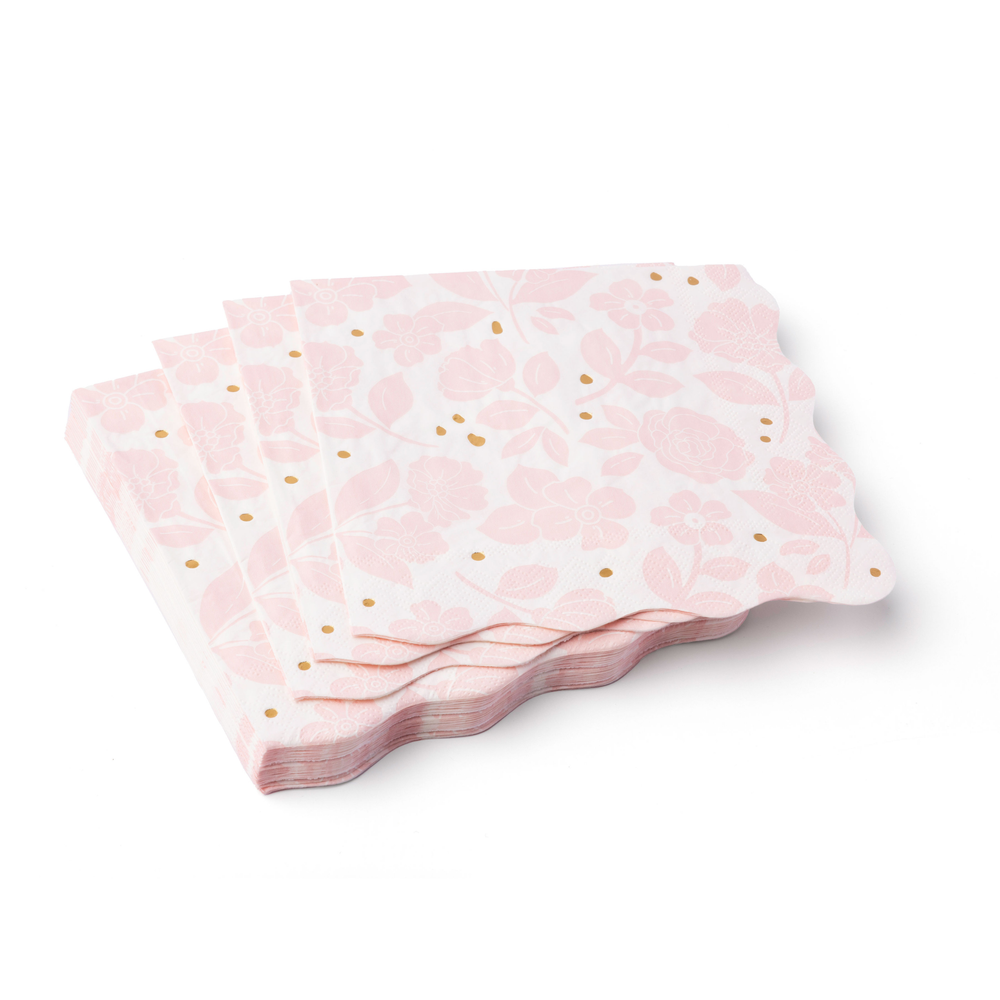 PETAL PINK ELEGANT FLORAL DINNER NAPKIN Bonjour Fete Napkins PETAL PINK ELEGANT FLORAL DINNER NAPKIN Bonjour Fete - Party Supplies