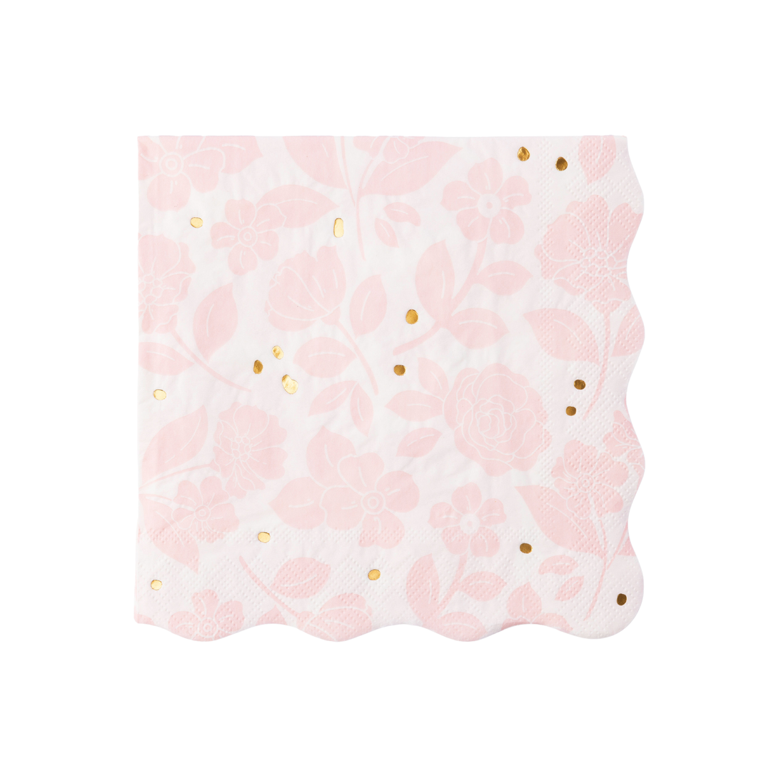 PETAL PINK ELEGANT FLORAL DINNER NAPKIN Bonjour Fete Napkins PETAL PINK ELEGANT FLORAL DINNER NAPKIN Bonjour Fete - Party Supplies