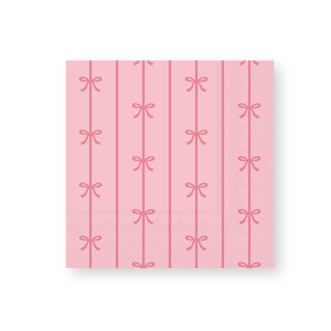 PETAL PINK SIGNATURE BOW LARGE NAPKINS Bonjour Fete Napkins Bonjour Fete - Party Supplies