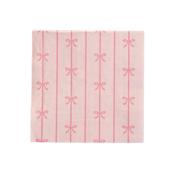 PETAL PINK SIGNATURE BOW LARGE NAPKINS Bonjour Fete Napkins PETAL PINK SIGNATURE BOW LARGE NAPKINS Bonjour Fete - Party Supplies