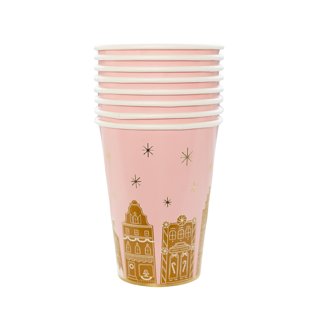 PINK GINGERBREAD CUPS Bonjour Fete Cups Bonjour Fete - Party Supplies