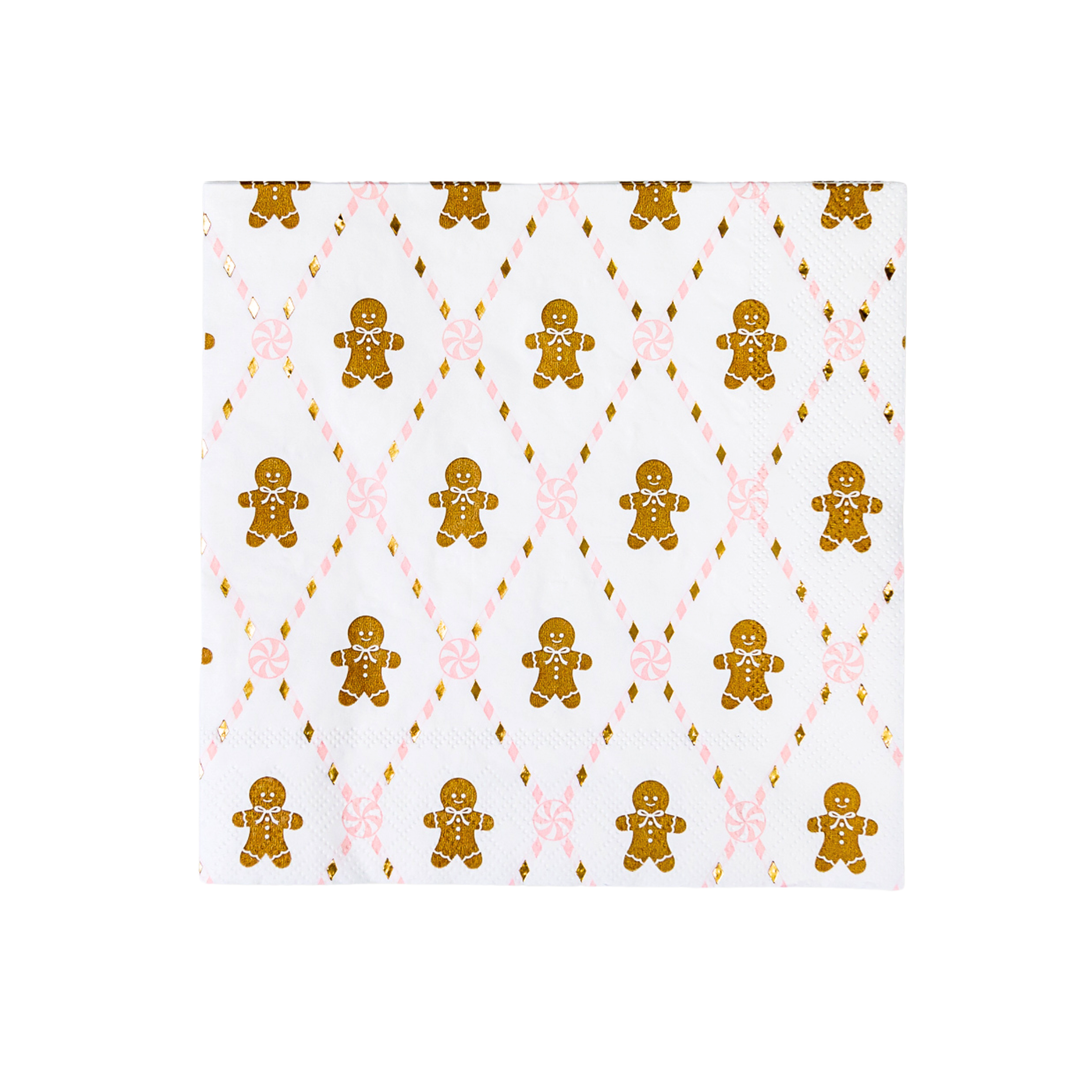 PINK GINGERBREAD LARGE NAPKINS Bonjour Fete Napkins Bonjour Fete - Party Supplies