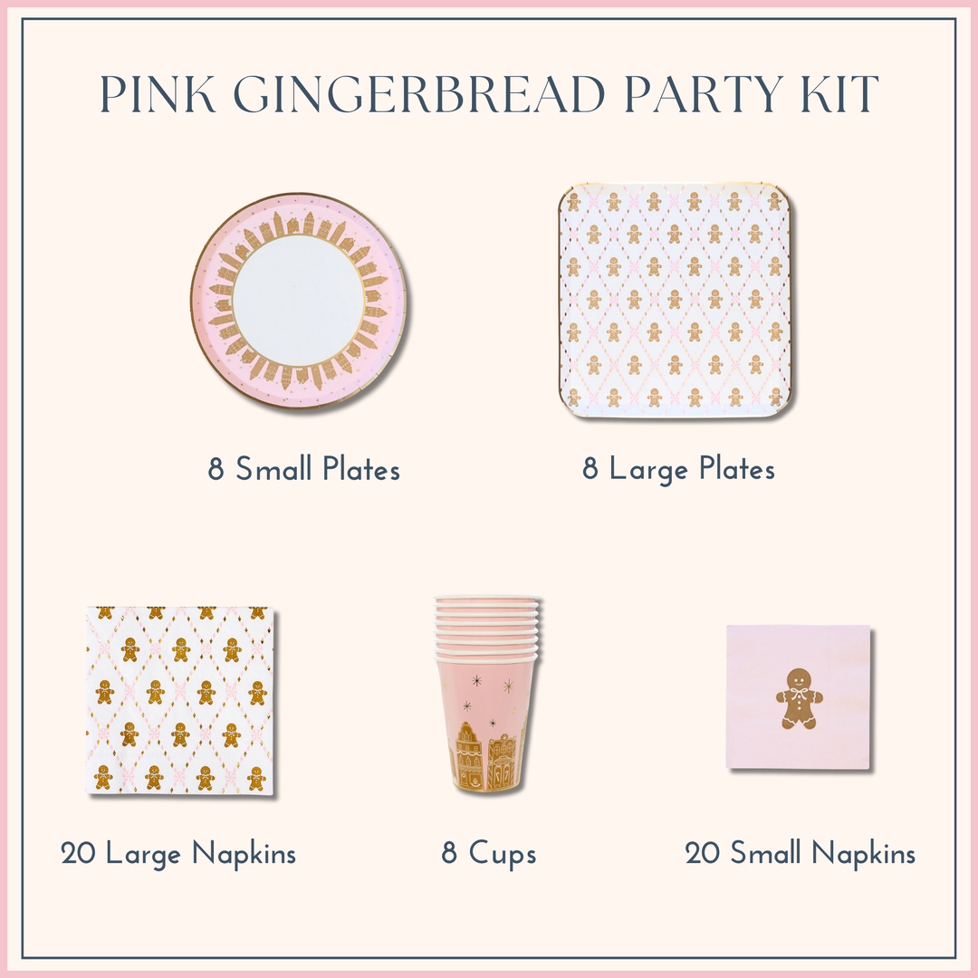 PINK GINGERBREAD PARTY KIT Bonjour Fête  Christmas Holiday Party Supplies PINK GINGERBREAD PARTY KIT Bonjour Fete - Party Supplies