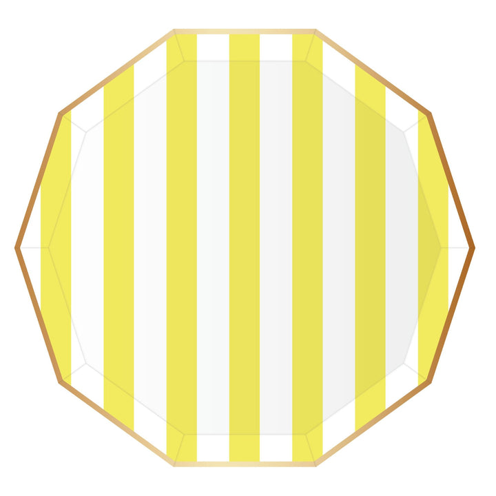 SOLEIL YELLOW CABANA SIGNATURE STRIPE PLATES Bonjour Fete Plates Bonjour Fete - Party Supplies