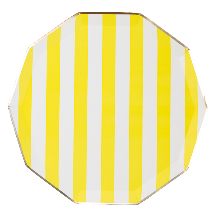 SOLEIL YELLOW CABANA SIGNATURE STRIPE PLATES Bonjour Fete Plates Bonjour Fete - Party Supplies