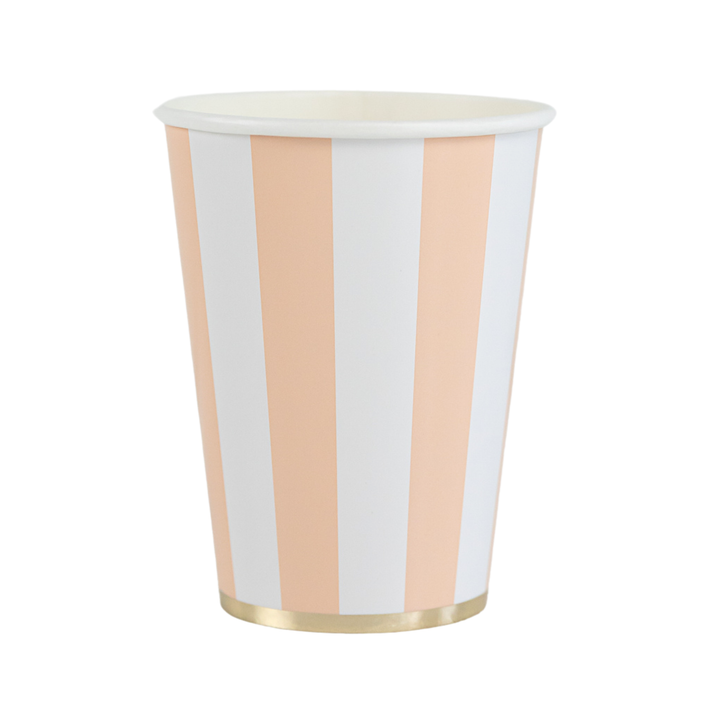 SWEET PEACH CABANA STRIPE CUPS Bonjour Fete Cups Bonjour Fete - Party Supplies