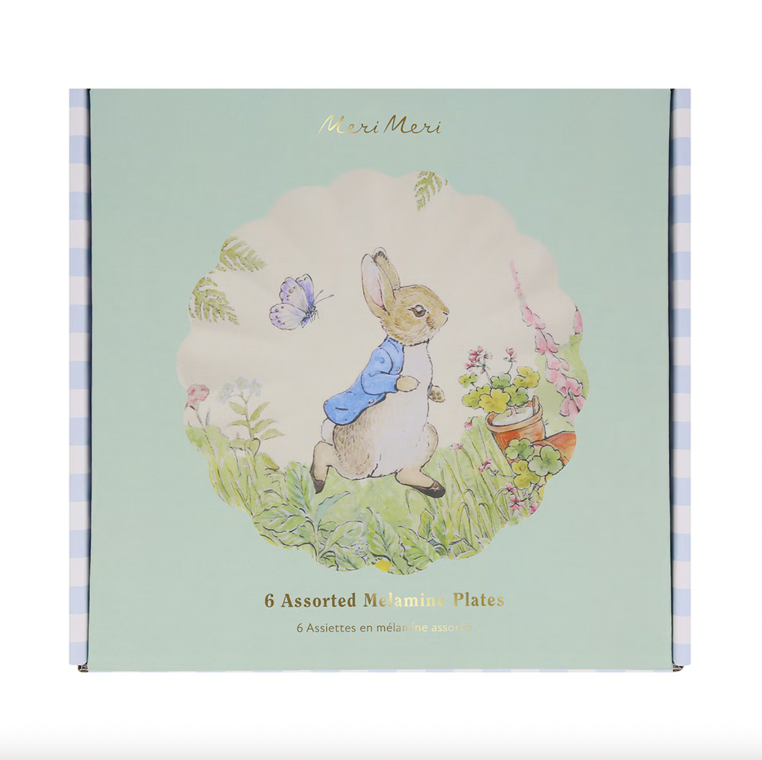 PETER RABBIT MELAMINE SMALL PLATES Meri Meri Plates PETER RABBIT MELAMINE SMALL PLATES Bonjour Fete - Party Supplies