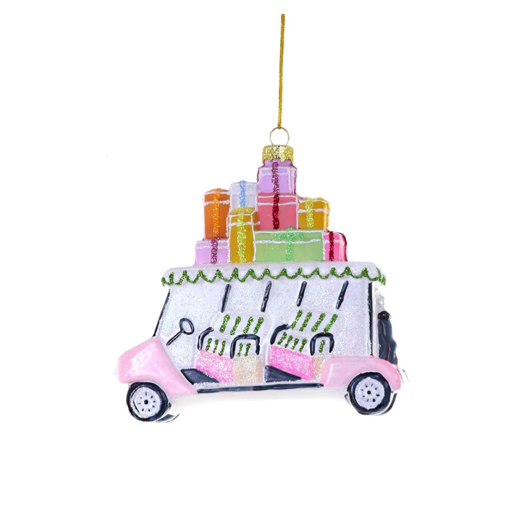 PALM SPRINGS GOLF CART GLASS ORNAMENT BY CODY FOSTER Cody Foster Co. Christmas Ornament PALM SPRINGS GOLF CART GLASS ORNAMENT BY CODY FOSTER Bonjour Fete - Party Supplies