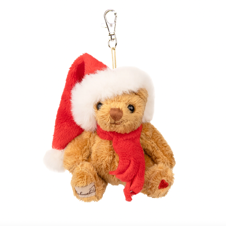 SANTA BEAR KEY RING Bukowski Bears Stocking Stuffers & Holiday Party Favors BROWN SANTA BEAR KEY RING Bonjour Fete - Party Supplies