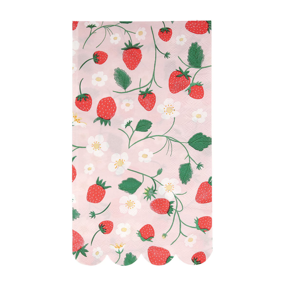 STRAWBERRY PATTERN GUEST TOWELS Meri Meri Napkins STRAWBERRY PATTERN GUEST TOWELS Bonjour Fete - Party Supplies