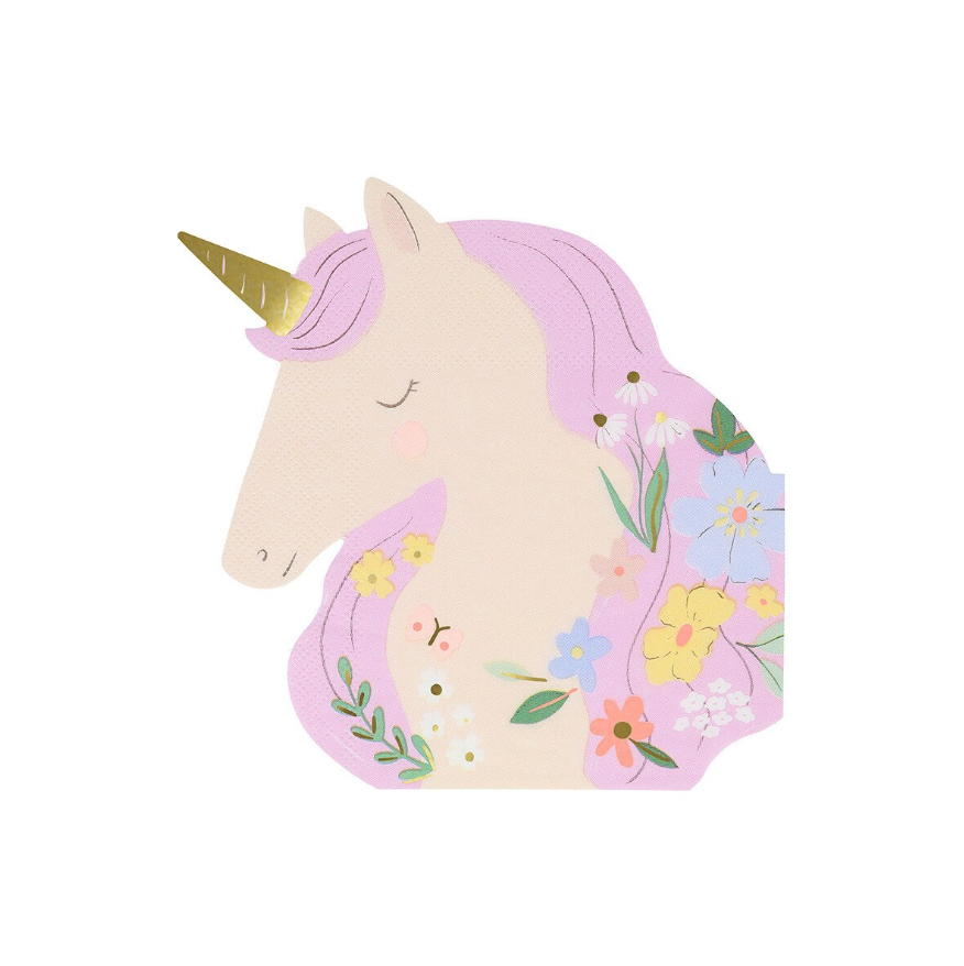 MEADOW UNICORN SHAPED NAPKINS Meri Meri Napkins MEADOW UNICORN SHAPED NAPKINS Bonjour Fete - Party Supplies