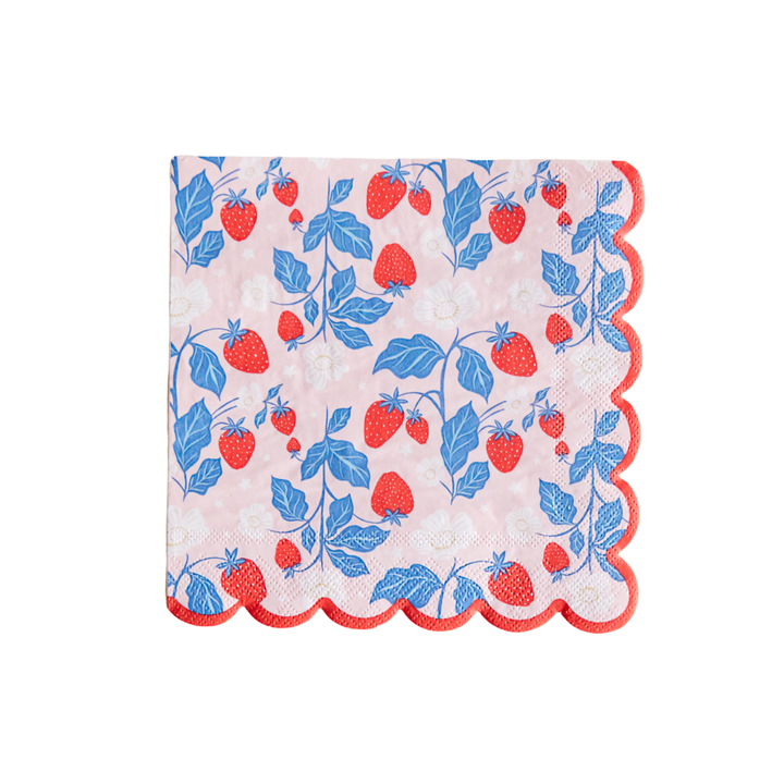 SUMMER STRAWBERRY LARGE NAPKINS Bonjour Fete Napkins SUMMER STRAWBERRY LARGE NAPKINS Bonjour Fete - Party Supplies