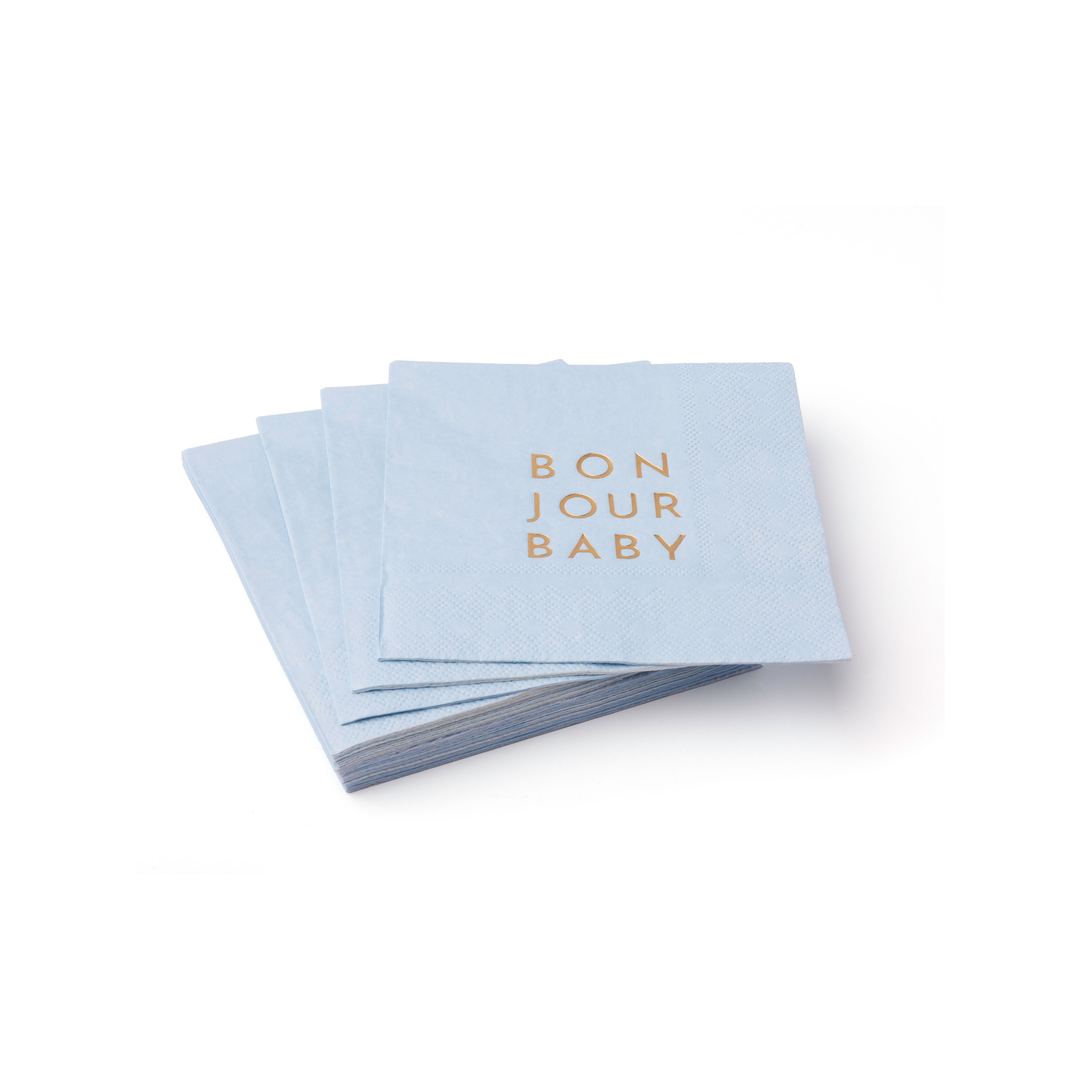 BONJOUR BABY SKY BLUE COCKTAIL NAPKINS Bonjour Fete Napkins BONJOUR BABY SKY BLUE COCKTAIL NAPKINS Bonjour Fete - Party Supplies