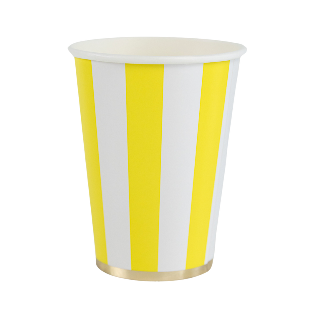 SOLEIL YELLOW SIGNATURE CABANA STRIPE CUPS Bonjour Fete SOLEIL YELLOW SIGNATURE CABANA STRIPE CUPS Bonjour Fete - Party Supplies