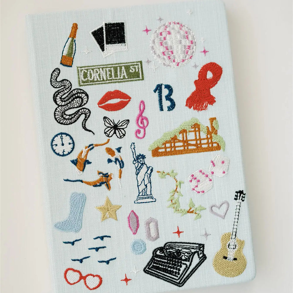 EMBROIDERED TAYLOR SWIFT HARDCOVER NOTEBOOK Gracefully Made Art Arts & Crafts EMBROIDERED TAYLOR SWIFT HARDCOVER NOTEBOOK Bonjour Fete - Party Supplies