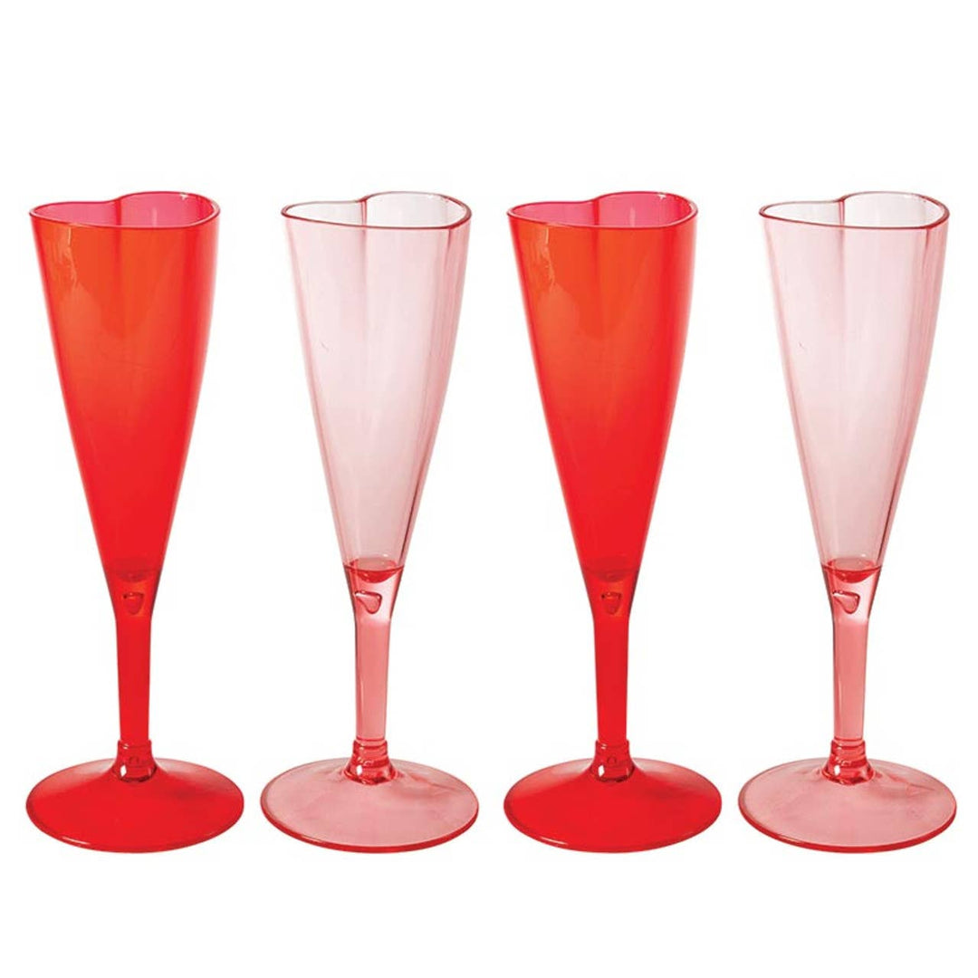 Set of 6 Acrylic Heart Champagne Flute: Acrylic Slant Collections by Creative Brands Set of 6 Acrylic Heart Champagne Flute: Acrylic Bonjour Fete - Party Supplies