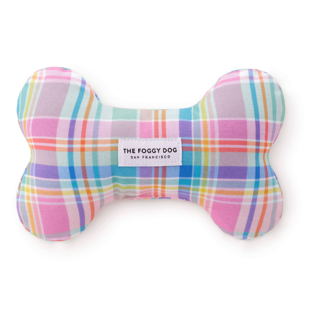 Blooming Plaid Spring Easter Dog Squeaky Toy The Foggy Dog Blooming Plaid Spring Easter Dog Squeaky Toy Bonjour Fete - Party Supplies