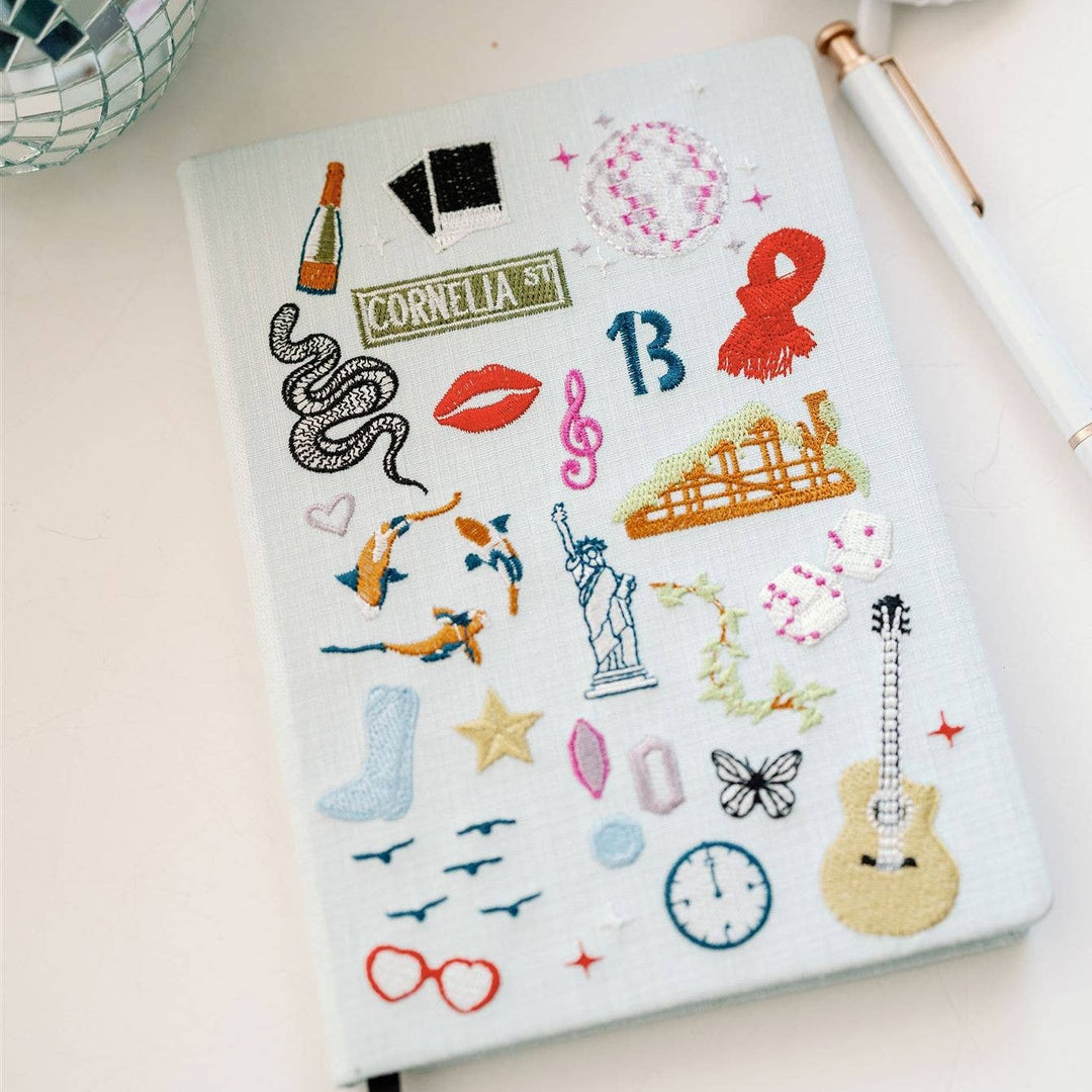 EMBROIDERED TAYLOR SWIFT HARDCOVER NOTEBOOK Gracefully Made Art Arts & Crafts Bonjour Fete - Party Supplies