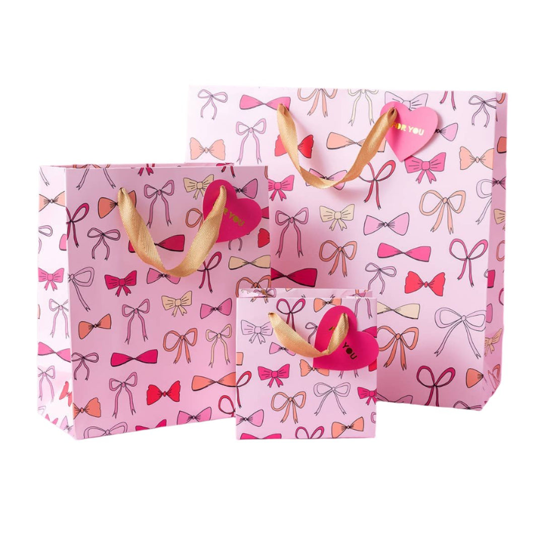 PINK BOWS GIFT BAG Taylor Elliott Designs Gift Wrapping Bonjour Fete - Party Supplies