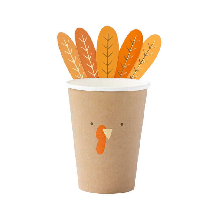 THANKSGIVING TURKEY PAPER CUPS My Mind’s Eye Thanksgiving Party Supplies Bonjour Fete - Party Supplies