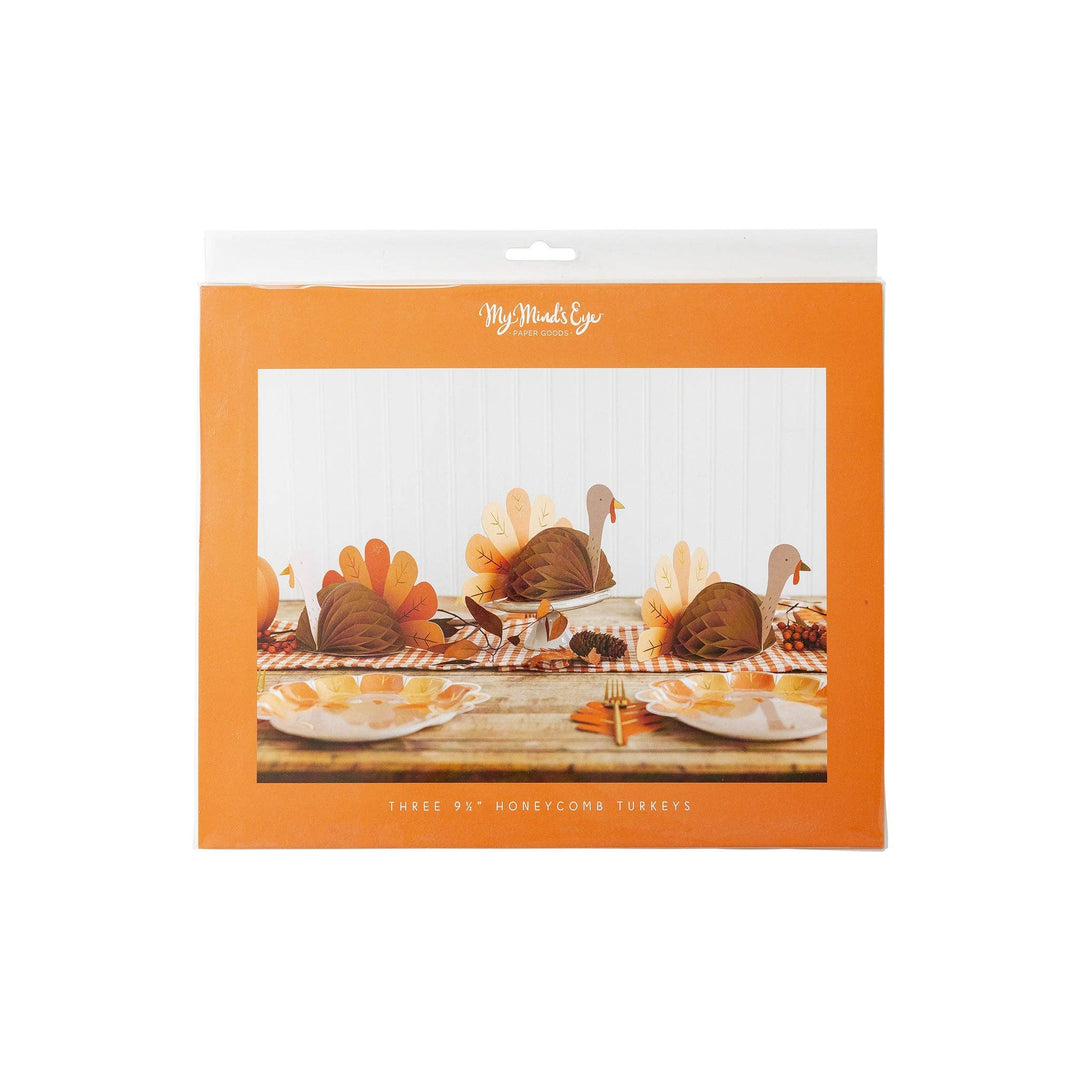 THANKSGIVING HONEYCOMB TURKEYS My Mind’s Eye Thanksgiving Party Decorations Bonjour Fete - Party Supplies