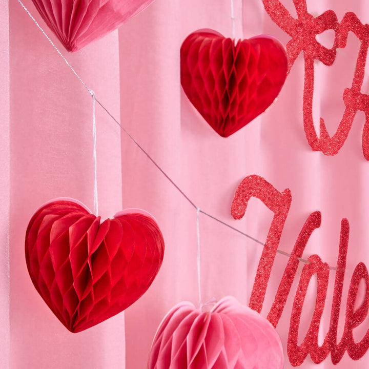 Happy Valentine's Day Banner - 3D glitter banner, Vday xo, Fetti Happy Valentine's Day Banner - 3D glitter banner, Vday Bonjour Fete - Party Supplies