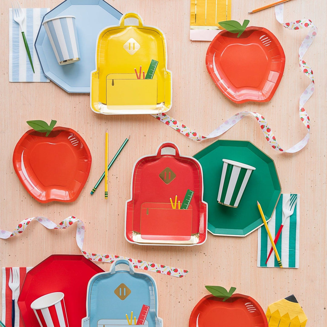 APPLE SHAPED PLATES My Mind’s Eye Back to School Bonjour Fete - Party Supplies