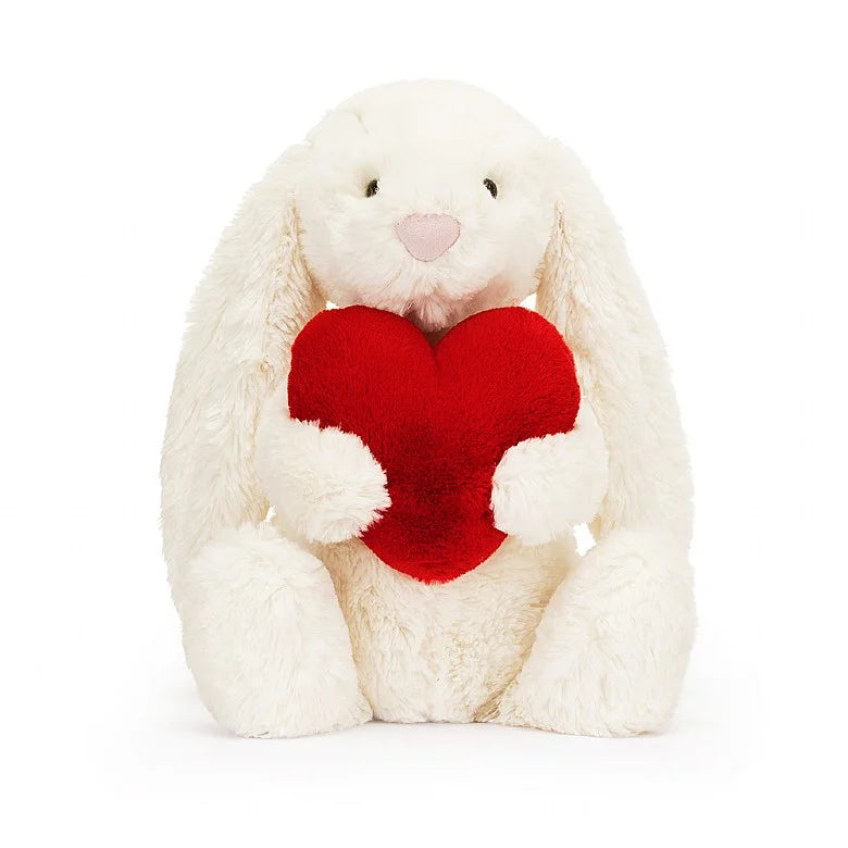 BASHFUL RED LOVE HEART BUNNY BY JELLYCAT Jellycat Dolls & Stuffed Animals Bonjour Fete - Party Supplies