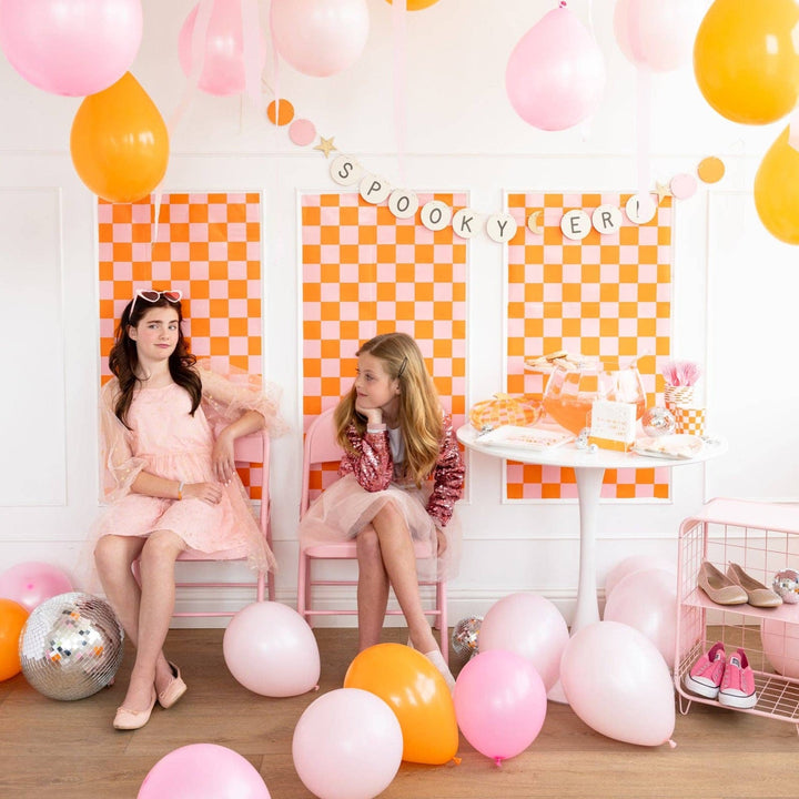 PINK AND ORANGE CHECKED TABLE RUNNER My Mind’s Eye Table Covers & Placemats Bonjour Fete - Party Supplies