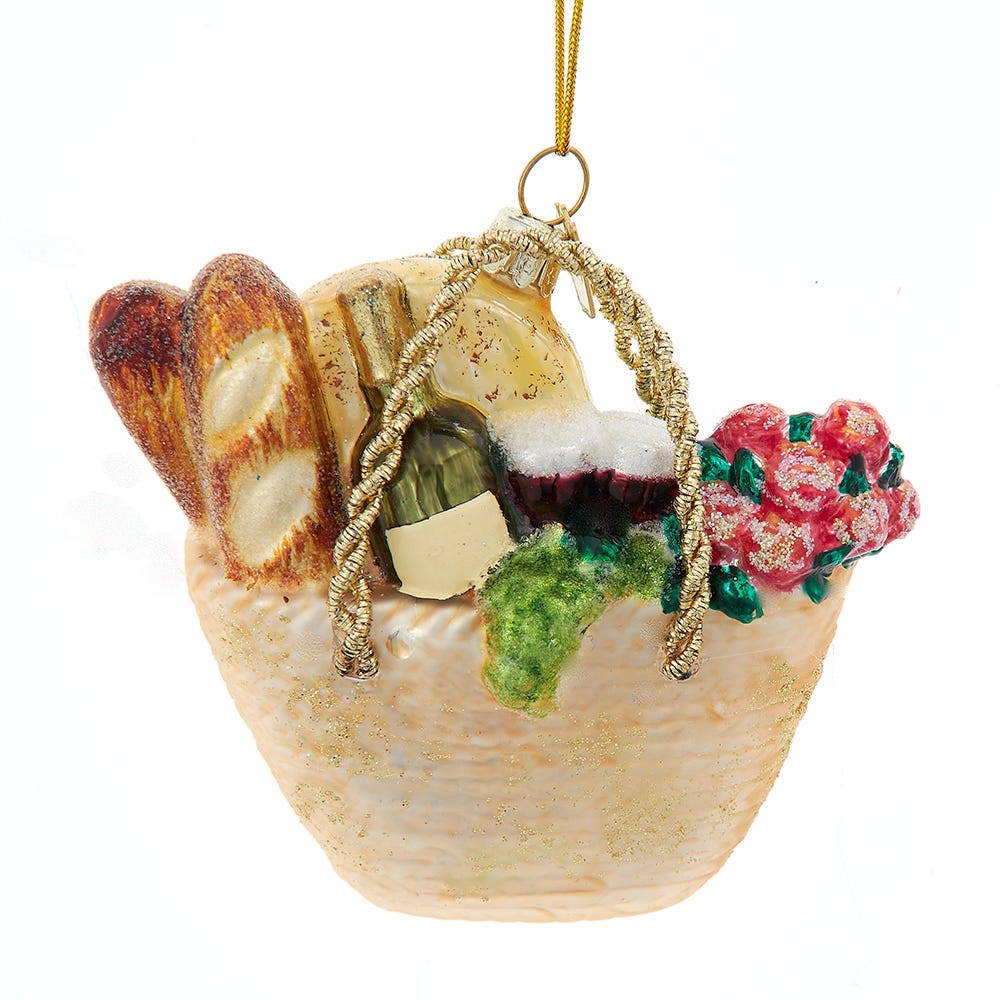 Picnic Basket Glass Ornament Bonjour Fete Party Supplies Christmas Ornaments