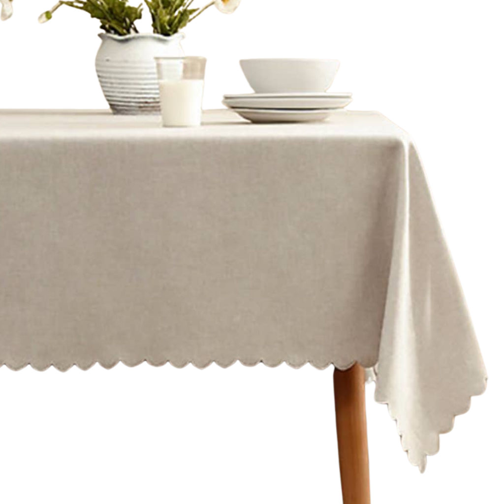 BEIGE SCALLOPED TABLECLOTH Fennco Styles Table Covers & Placemats BEIGE SCALLOPED TABLECLOTH Bonjour Fete - Party Supplies