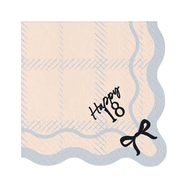 HAPPY 18 BLACK BOW NAPKINS Party Deco Napkins HAPPY 18 BLACK BOW NAPKINS Bonjour Fete - Party Supplies